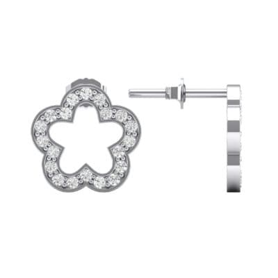 Pave Flora Diamond Earrings (0.32 CTW) Top Dynamic View