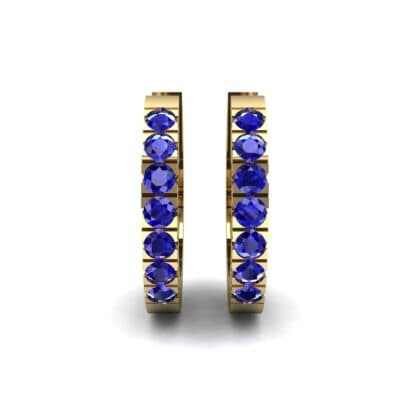 Accented Blue Sapphire Bar Earrings (0.27 CTW) Side View