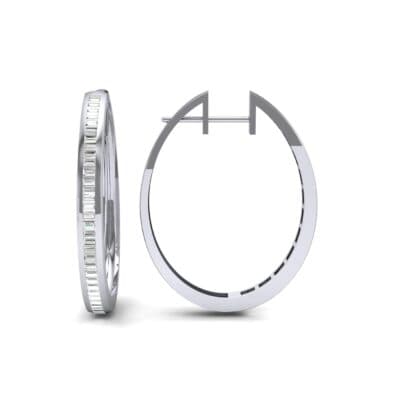 Channel-Set Diamond Oval Hoop Earrings (0.91 CTW) Top Dynamic View