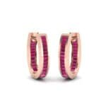 Huggie Channel-Set Ruby Earrings (1.02 CTW) Perspective View