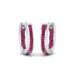 Huggie Channel-Set Ruby Earrings (1.02 CTW) Perspective View