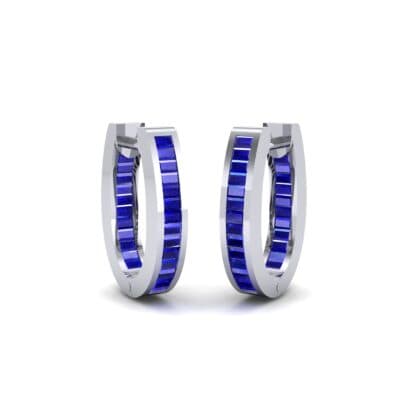 Huggie Channel-Set Blue Sapphire Earrings (1.02 CTW) Perspective View