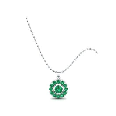 Floating Halo Emerald Disc Pendant (1.1 CTW) Perspective View