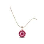 Floating Halo Ruby Disc Pendant (1.1 CTW) Perspective View