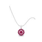 Floating Halo Ruby Disc Pendant (1.1 CTW) Perspective View