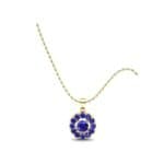 Floating Halo Blue Sapphire Disc Pendant (1.1 CTW) Perspective View