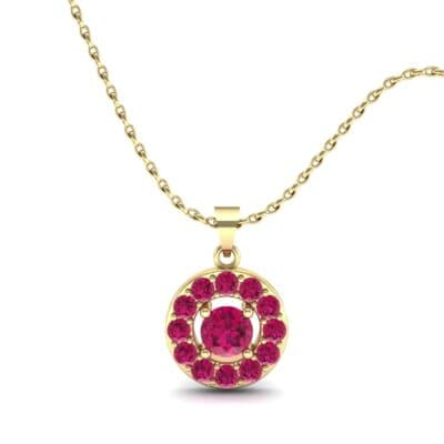 Floating Halo Ruby Disc Pendant (1.1 CTW) Top Dynamic View