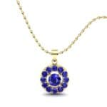 Floating Halo Blue Sapphire Disc Pendant (1.1 CTW) Top Dynamic View