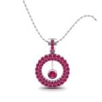 Pave Floating Pendulum Ruby Pendant (1.84 CTW) Top Dynamic View