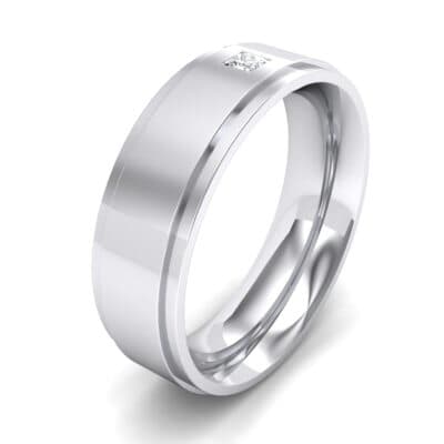 Stepped Edge Single Princess-Cut Diamond Ring (0.08 CTW) Perspective View