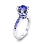 Six-Prong Coronet Blue Sapphire Engagement Ring (0.78 CTW) Perspective View