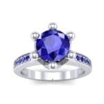 Six-Prong Coronet Blue Sapphire Engagement Ring (0.78 CTW) Top Dynamic View