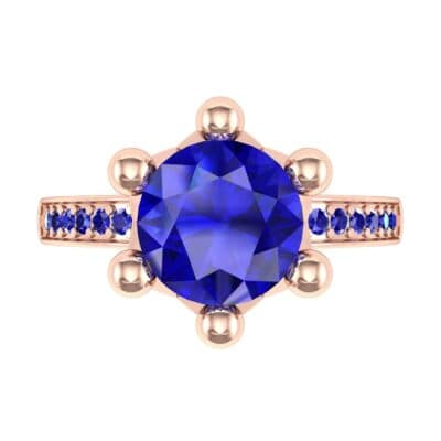 Six-Prong Coronet Blue Sapphire Engagement Ring (0.78 CTW) Top Flat View