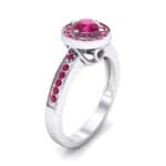 Surprise Heart Halo Ruby Engagement Ring (0.76 CTW) Perspective View