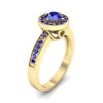 Surprise Heart Halo Blue Sapphire Engagement Ring (0.76 CTW) Perspective View