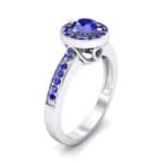 Surprise Heart Halo Blue Sapphire Engagement Ring (0.76 CTW) Perspective View