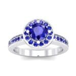 Surprise Heart Halo Blue Sapphire Engagement Ring (0.76 CTW) Top Dynamic View