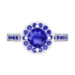 Surprise Heart Halo Blue Sapphire Engagement Ring (0.76 CTW) Top Flat View