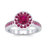 Surprise Heart Halo Ruby Engagement Ring (0.76 CTW) Top Dynamic View