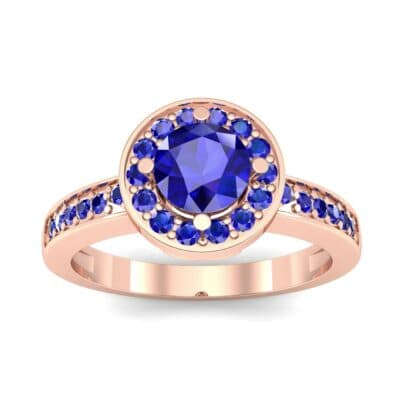 Surprise Heart Halo Blue Sapphire Engagement Ring (0.76 CTW) Top Dynamic View