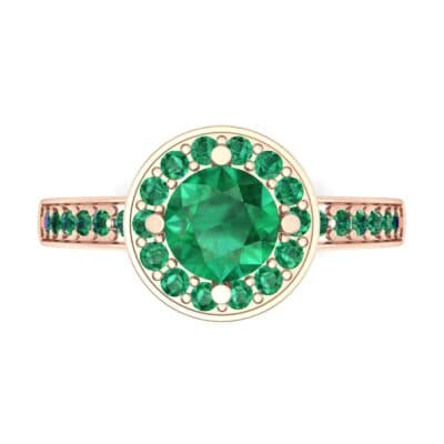 Surprise Heart Halo Emerald Engagement Ring (0.76 CTW) Top Flat View