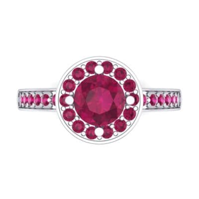 Surprise Heart Halo Ruby Engagement Ring (0.76 CTW) Top Flat View