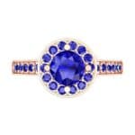 Surprise Heart Halo Blue Sapphire Engagement Ring (0.76 CTW) Top Flat View