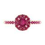 Round Halo Pave Ruby Engagement Ring (0.79 CTW) Top Flat View