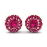 Disc Round Halo Ruby Earrings (1.26 CTW) Perspective View