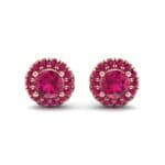 Disc Round Halo Ruby Earrings (1.26 CTW) Side View