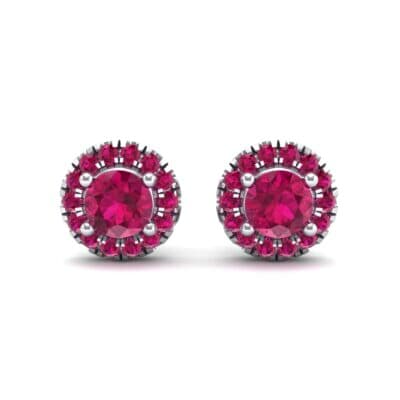 Disc Round Halo Ruby Earrings (1.26 CTW) Side View