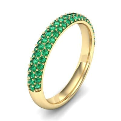 Three-Row Pave Emerald Ring (0.76 CTW) Perspective View