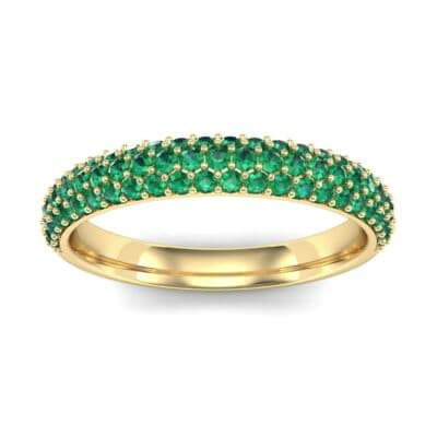 Three-Row Pave Emerald Ring (0.76 CTW) Top Dynamic View