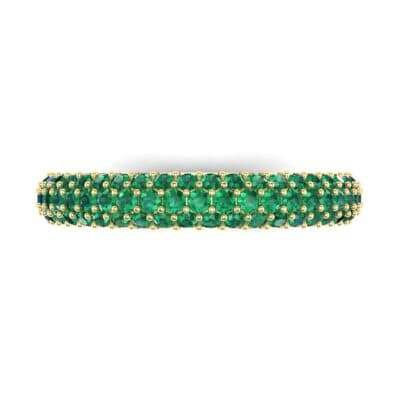 Three-Row Pave Emerald Ring (0.76 CTW) Top Flat View