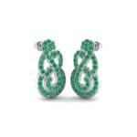 Pave Clef Emerald Earrings (1.06 CTW) Perspective View