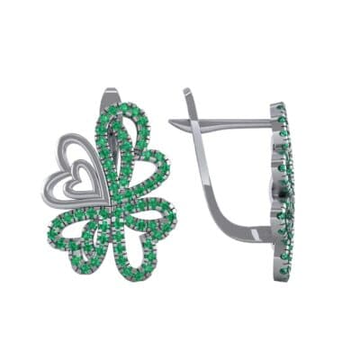 Clover Hearts Emerald Earrings (1.53 CTW) Top Dynamic View