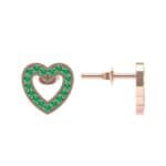 Pave Heart Emerald Earrings (0.4 CTW) Top Dynamic View