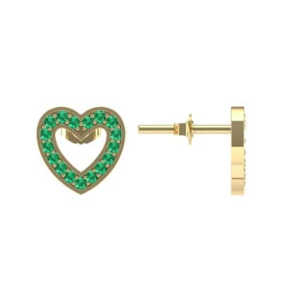 Pave Heart Emerald Earrings (0.4 CTW) Top Dynamic View