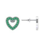 Pave Heart Emerald Earrings (0.4 CTW) Top Dynamic View