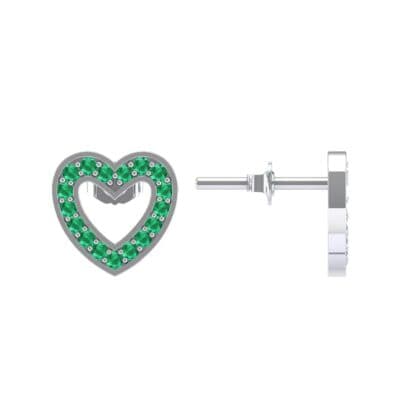Pave Heart Emerald Earrings (0.4 CTW) Top Dynamic View
