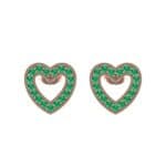 Pave Heart Emerald Earrings (0.4 CTW) Side View