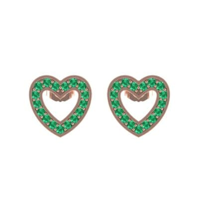 Pave Heart Emerald Earrings (0.4 CTW) Side View