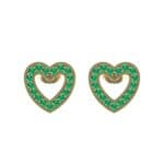 Pave Heart Emerald Earrings (0.4 CTW) Side View