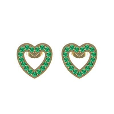 Pave Heart Emerald Earrings (0.4 CTW) Side View