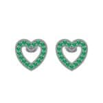 Pave Heart Emerald Earrings (0.4 CTW) Side View