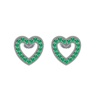 Pave Heart Emerald Earrings (0.4 CTW) Side View