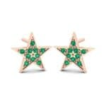 Pave Star Emerald Earrings (0.24 CTW) Perspective View