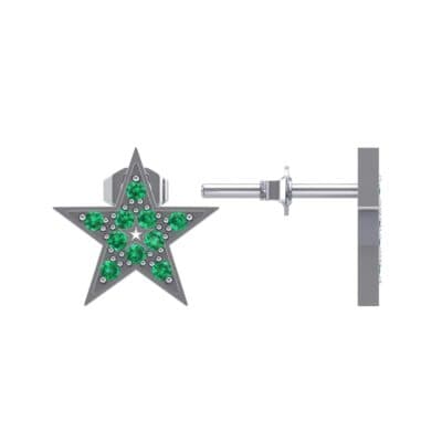 Pave Star Emerald Earrings (0.24 CTW) Top Dynamic View