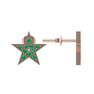 Pave Star Emerald Earrings (0.24 CTW) Top Dynamic View