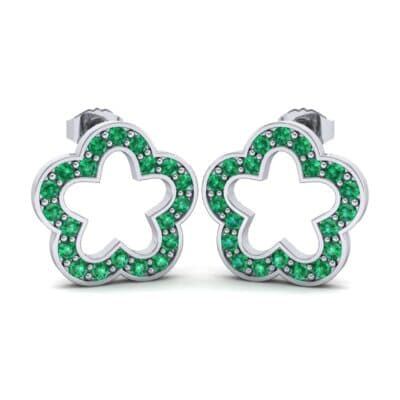 Pave Flora Emerald Earrings (0.48 CTW) Perspective View